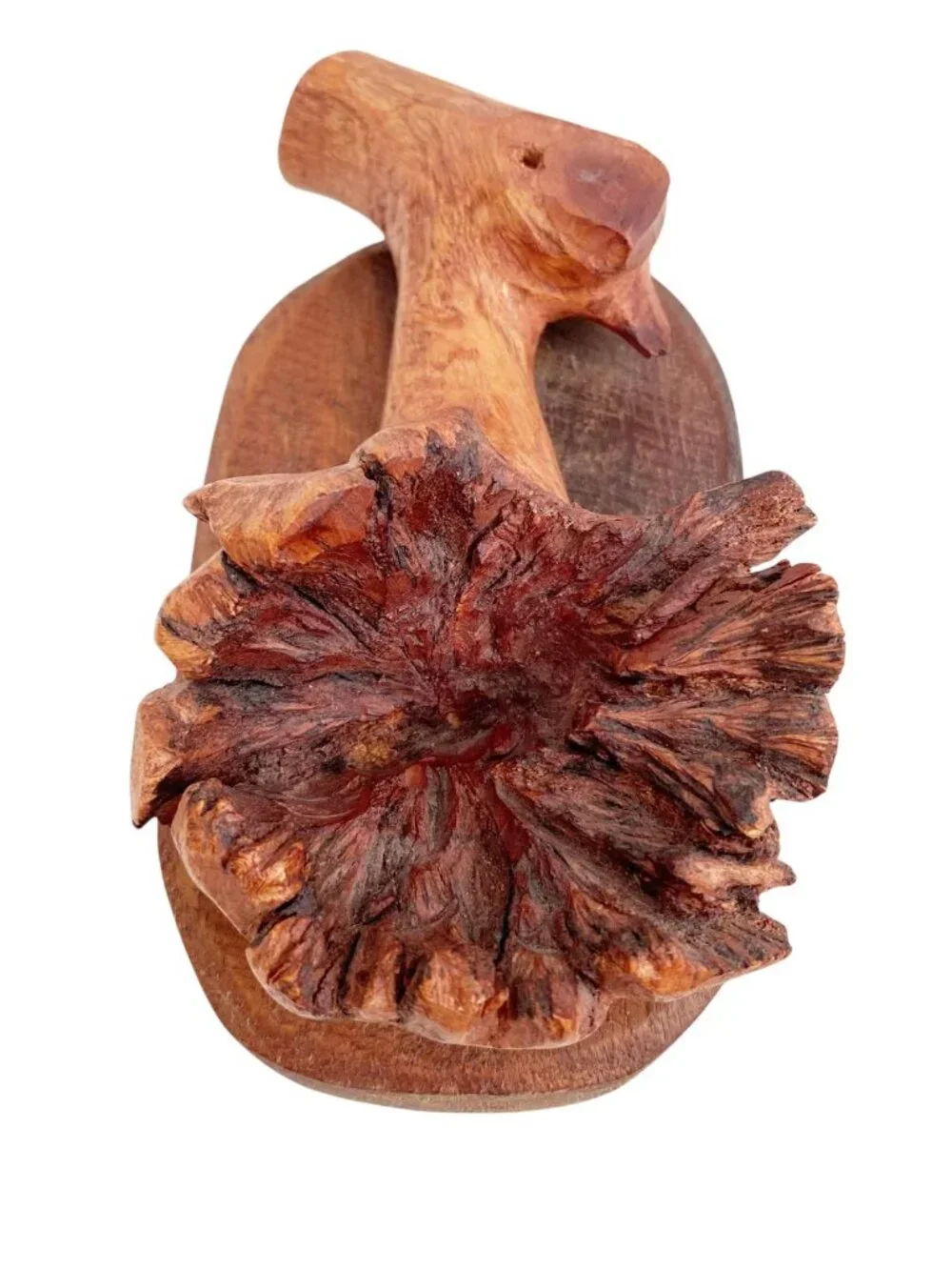 Carved Burlwood Incense Holder – Rustic Wood Art Decor